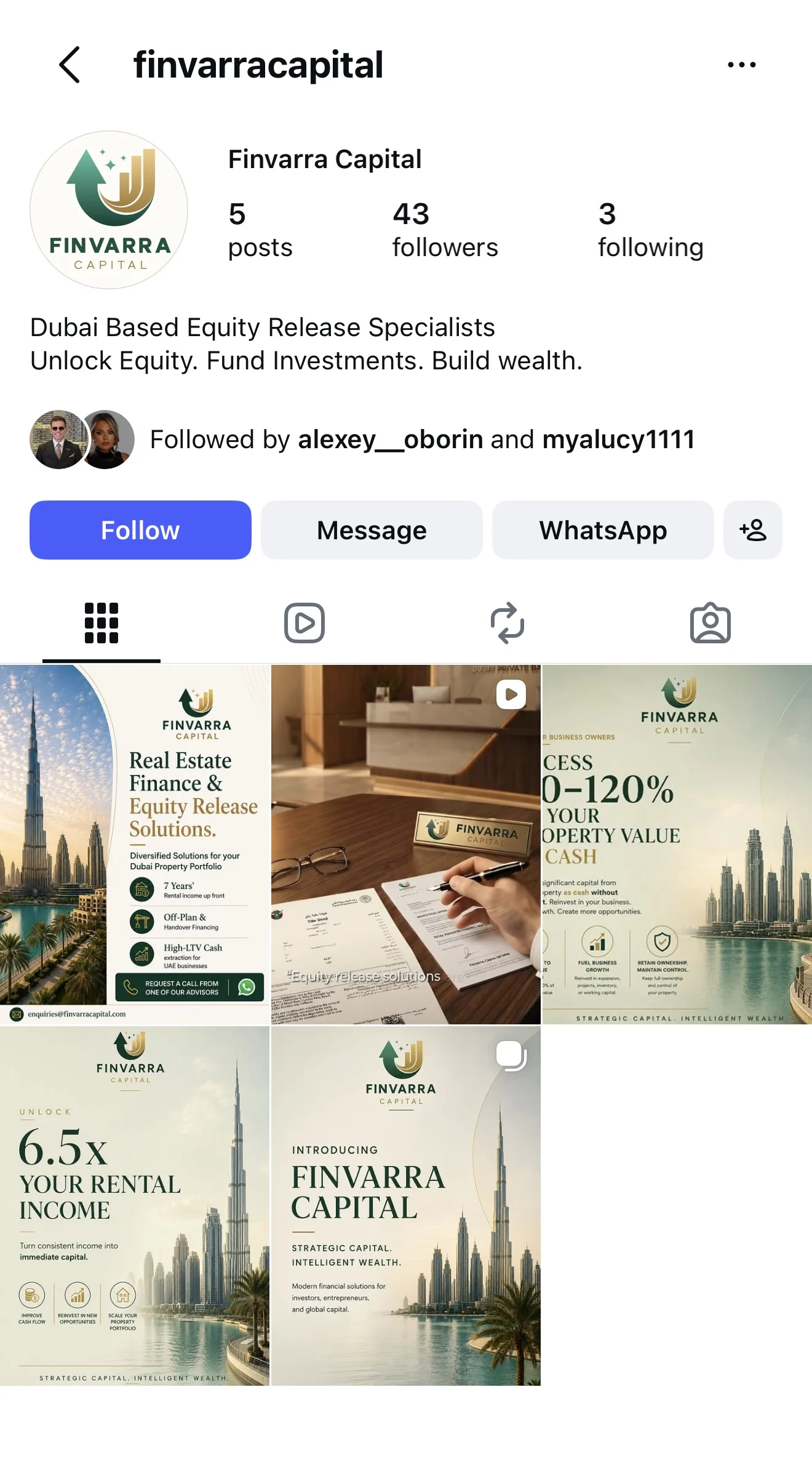 Instagram profile snapshot for Finvarra Capital